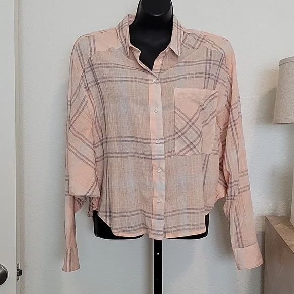 💥Free People Plaid Button Down Shirt - Picture 4 of 7